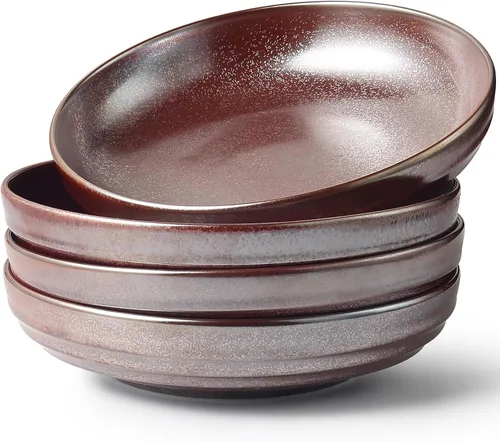 Vista 13 de HAPPY KIT Tazones de Pasta de Gres de 9'', Juego de 4, 42 Oz, Tazones Grandes para Ensalada con Esmalte Reactivo, Tazones de Cerámica para Servir