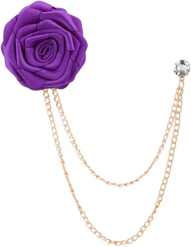Vista 8 de Broches de moda para novios, bodas, arte de tela, hecho a mano, broche de flor de rosa, pin de solapa, insignia, cadena de borla, accesorios de Negro