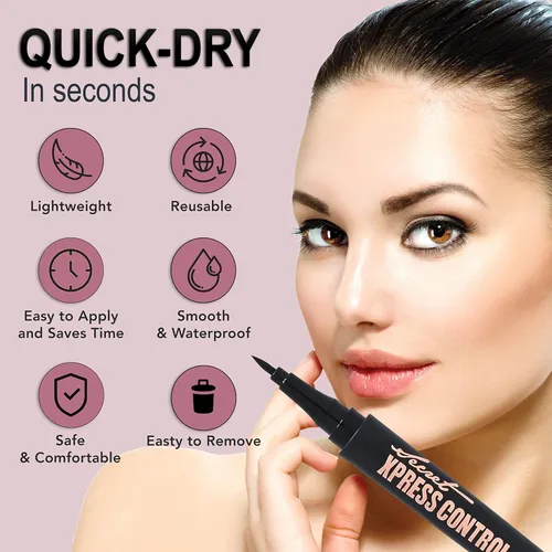Vista 5 de Secret Xpress Control Lápiz delineador de ojos negro líquido impermeable mate de larga duración maquillaje profesional