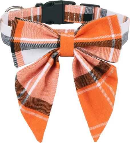 Vista 18 de ADOGGYGO Collar de Navidad para perro con lazo, ajustable de algodón rojo a cuadros, collares de Navidad para perros pequeños, medianos y grandes