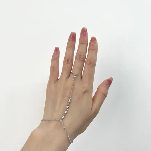 Vista 5 de Pulsera de plata de ley 925 para mujer, pulsera de mano para mujer, pulseras esclavas de 7 a 9 pulgadas ajustable