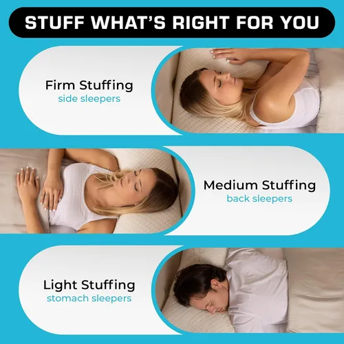 Vista 5 de Xtreme Comforts Almohadas de cama para dormir (paquete de 2) Almohadas ajustables de espuma viscoelástica triturada con funda de enfriamiento