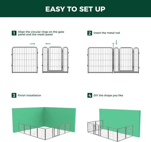 Vista 6 de FXW Aster - Corralito para perros diseñado para patio, 24 pulgadas, 8 paneles