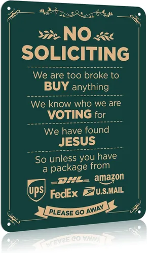 Vista 12 de Letrero de aluminio con texto en inglés "No Soliciting para casa con texto en inglés "No Soliciting" para puerta delantera, patio, «Don't Knock This