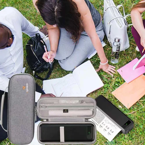 Vista 4 de Aproca - Funda compatible con impresoras portátiles TATTMUSE A285M / JADENS/MUNBYN ITP01, bolsa rígida de almacenamiento para accesorios, color gris