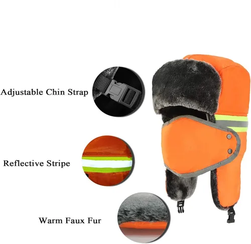 Vista 4 de Sombrero de esquí de invierno para hombres y mujeres, sombrero de soldado ruso cálido con máscara resistente al viento para esquí al aire libre