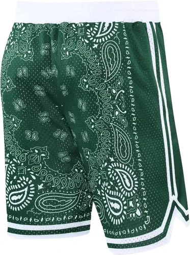 Vista 4 de BOOMLEMON Pantalones cortos de baloncesto para hombre, pantalones cortos de entrenamiento atléticos de cachemira, pantalones cortos de malla