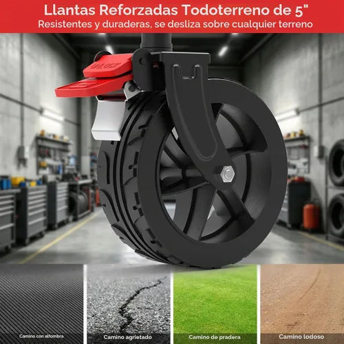 Vista 3 de NIUXX Taburete mecánico de servicio pesado: ruedas de 5 "ruedan suavemente