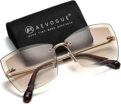 Vista 2 de AEVOGUE AE0528 - Gafas de sol para mujer de gran tamaño sin montura