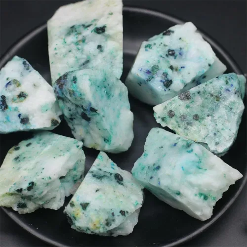 Vista 4 de AtkitS Piedra fénix natural, alumbre, malaquita con lapislázuli para hacer joyas, muestras minerales para decoración del hogar