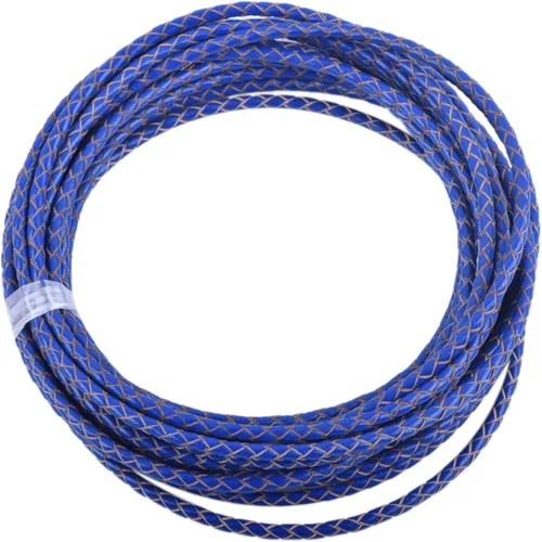 Vista 45 de 2 yardas 8.0mm Cordón redondo de cuero trenzado auténtico marrón antiguo para corbata de bolo