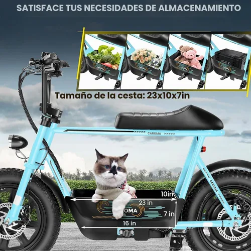 Vista 6 de Caroma Scooter eléctrico Peak 1200W con asiento, 30 millas y 20 MPH Azul