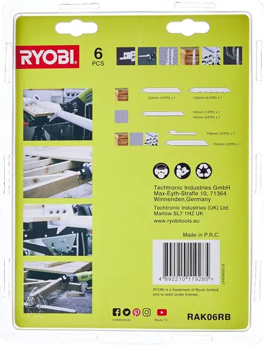 Vista 2 de Ryobi RAK06RB Juego de hojas de sierra recíproca, 6 piezas