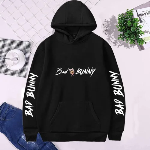 Vista 2 de NUFR Sudadera unisex con capucha con estampado 3D de Bad Bunny para hombres y mujeres