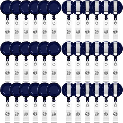 Vista 24 de Zonon 3 clips retráctiles para tarjetas de identificación con clip de cinturón de metal para colgar tarjetas, llaveros, soportes para tarjetas