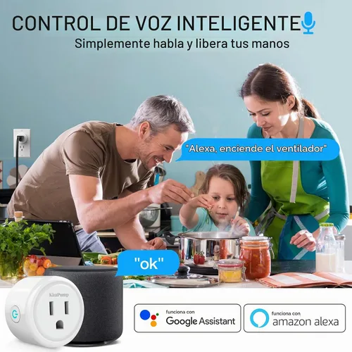 Vista 3 de KimPump - Enchufes inteligentes WiFi compatibles con Alexa y Google Home App Controlled Wireless Outlet Plug with Timer & Schedule, 2.4GHz Wi-Fi