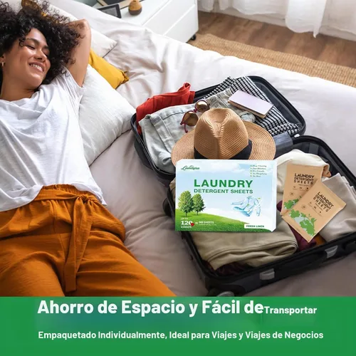 Vista 6 de Hoja de detergente para ropa, tiras de lavado ecológicas e hipoalergénicas Ingredientes naturales, ultraconcentrados, listos para viajar, sin