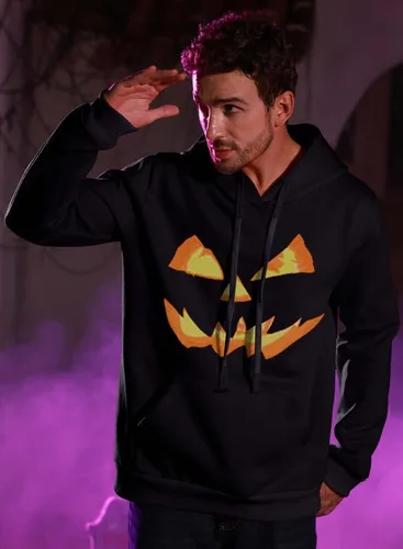 Vista 3 de Arvilhill Sudadera con capucha de calabaza de Halloween para hombre