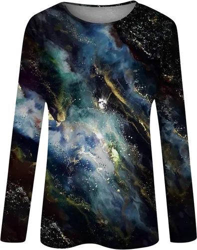 Vista 2 de Sudaderas de otoño para mujer, a la moda, casual, de manga larga, estampado floral, cuello redondo, blusa sin botones