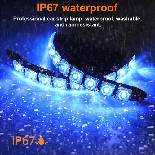 Vista 5 de 2 piezas de tiras de luces LED de 9 luces para circulación diurna DRL, lámpara antiniebla de punto brillante flexible, luz de alto poder de despeje