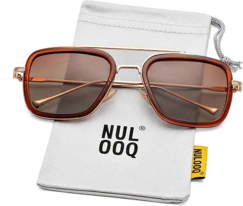 Vista 2 de NULOOQ Tony Stark - Lentes de sol polarizados para hombres y mujeres, estilo aviador, estilo vintage, marco de metal, montura metálica de Iron Man
