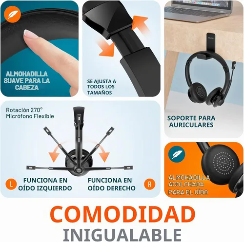 Vista 4 de Delton Auriculares de computadora Bluetooth 30X con micrófono