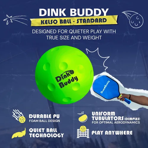 Vista 2 de Kelso Pickleball, pelotas de pickleball de espuma PU para reducir el ruido, mejora la coordinación ojo-mano, uso en interiores y exteriores, pelotas