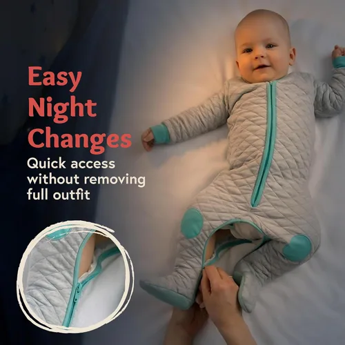 Vista 3 de baby deedee Sleepsie Acolchado - Pijama de algodón con pies para bebé Azul Dream