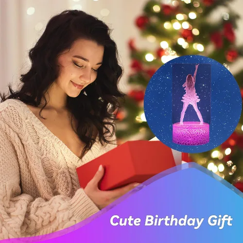 Vista 6 de Regalos para niñas, regalo de cumpleaños de niña cantante, decoración para habitación. Lámpara de mesa para suministros de fiesta musical. Luz