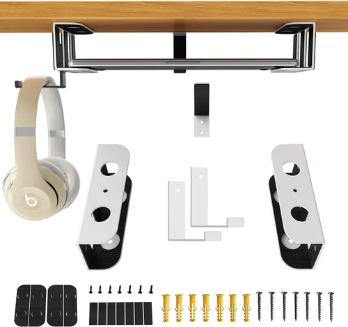 Vista 9 de BYMECOST Soporte de almacenamiento para portátil debajo del escritorio, soporte de metal para dispositivos bajo el escritorio, para dispositivos