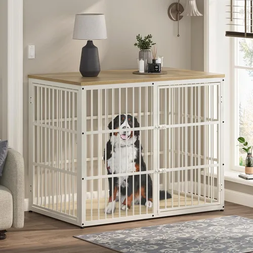 Vista 12 de Lyromix Mueble de jaula para perros de 27 pulgadas con 3 puertas, mesa auxiliar de madera resistente para perros pequeños, múltiples unidades se