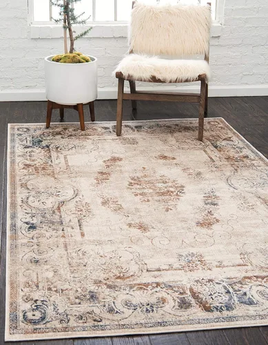 Vista 13 de Unique Loom Chateau Collection - Alfombra de área, 5 x 8 pies, color beige