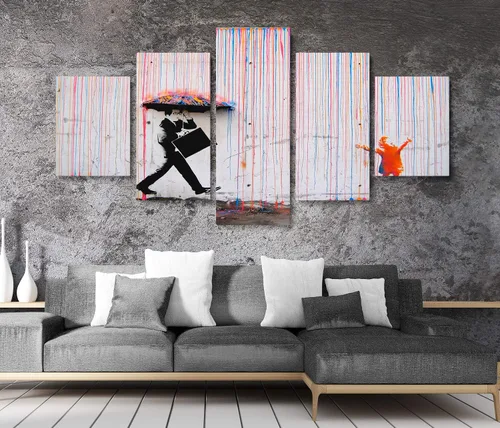 Vista 6 de BANKSY - Lienzo decorativo para pared, varios tamaños (3 piezas, mediano)