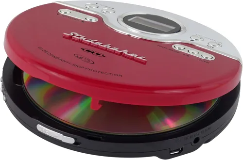 Vista 3 de Studebaker SB3703RB - Reproductor personal de CD/MP3 para correr con compatibilidad con audiolibros, función de marcador y radio FM PLL, rojo/negro