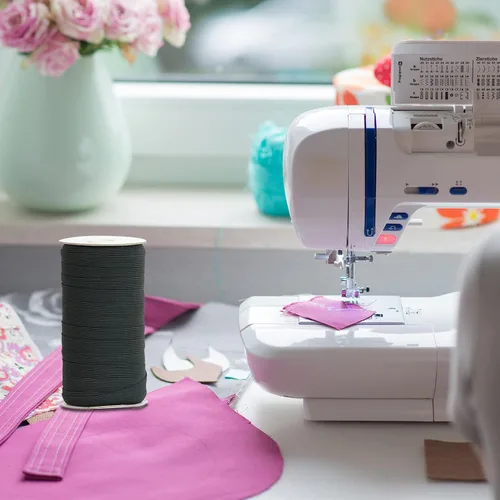 Vista 5 de Banda elástica plana para costura, 1/2 pulgada, 50 yardas de alta elasticidad, cordón elástico negro, cuerda elástica de punto para coser