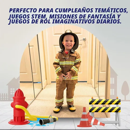 Vista 6 de Dress Up America Disfraz de bombero para niños, disfraz de bombero de juego de rol