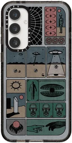 Vista 84 de CASETiFY Funda de impacto para Galaxy S22+ - Adhesivo Aries Moross, color negro transparente