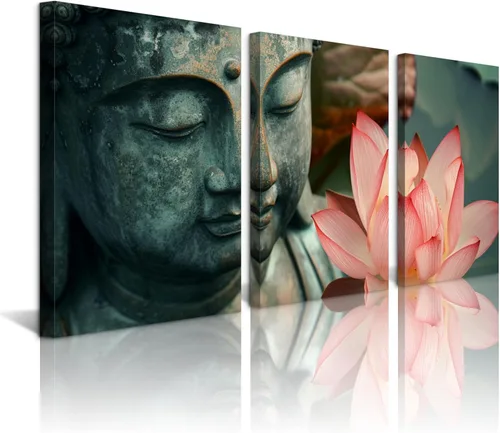 Vista 8 de NAN Wind 5 piezas de lienzo de flor de loto zen de Buda Zen, decoración espiritual para meditación, decoración pacífica del hogar, simbolismo