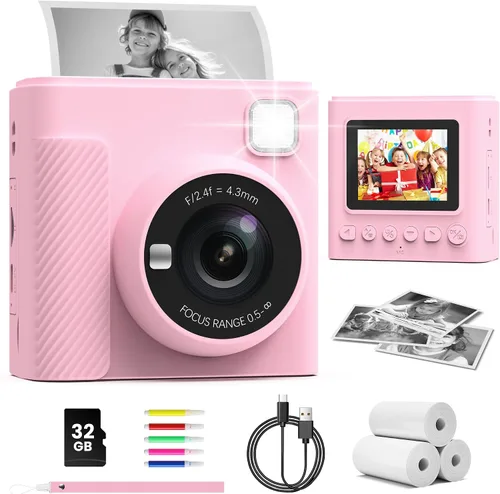 Vista 9 de TIATUA Cámara de Impresión Instantánea para Niños, Regalos de Navidad y Cumpleaños para Niñas y Niños, Cámara Digital de Video HD 1080P para Niños