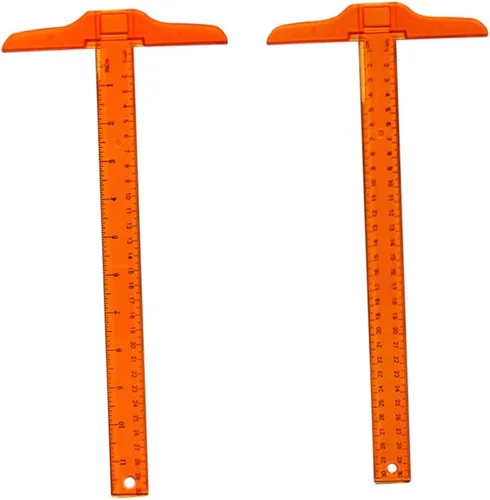 Vista 10 de Regla de doble cara de la forma de t de la escala 11.8 in herramienta de medición plástica regla de dibujo de la precisión para los ingenieros