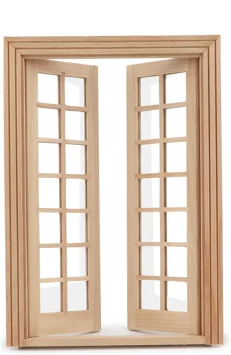 Vista 6 de Accesorios para casa de muñecas Ventanas en miniatura 1: Marco de ventana de muebles a escala de 12 modelos, 28 paneles, decoración de casa de Madera