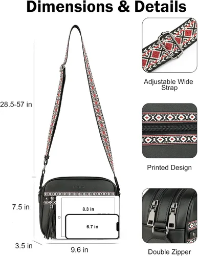 Vista 6 de FADEON Bolsos cruzados para mujer y bolso mochila Colección Negro
