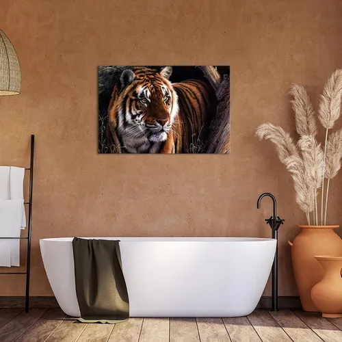 Vista 5 de KLVOS Lienzo decorativo para pared con diseño de animales salvajes, imágenes de tigre real de Bengala para pintura de pared, arte contemporáneo