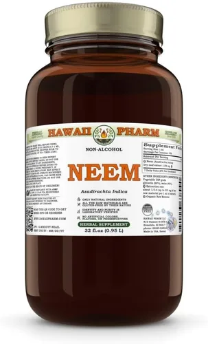 Vista 6 de Extracto líquido sin alcohol de Neem, suplemento herbario natural de glicerita de hoja seca de neem orgánico (Azadirachta Indica), Hawaii Pharm, EE.