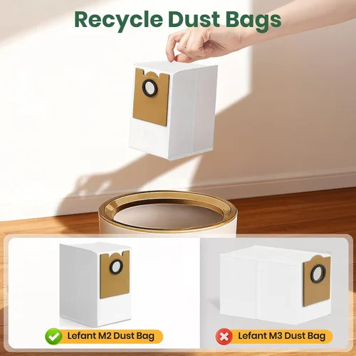 Vista 3 de Paquete de 16 bolsas de polvo M2 Plus compatibles con Lefant M2 Pro M2S Pro M2 Plus Robot Bolsas de vacío 2.6L de gran capacidad Bolsas resistentes