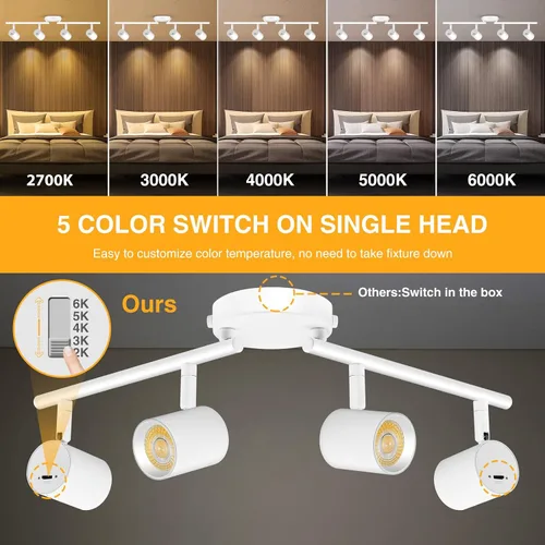 Vista 2 de VANoopee - Accesorios de iluminación LED de 5 colores, 4 luces, para techo, color blanco