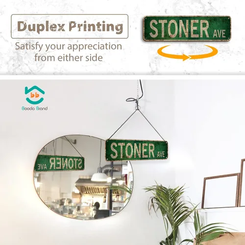 Vista 2 de Booda Brand Letrero de Stoner Avenue Street 4 Letreros de Salida 420 / High St / Mary Jane Lane / Stoner Ave para Decoración de Habitación