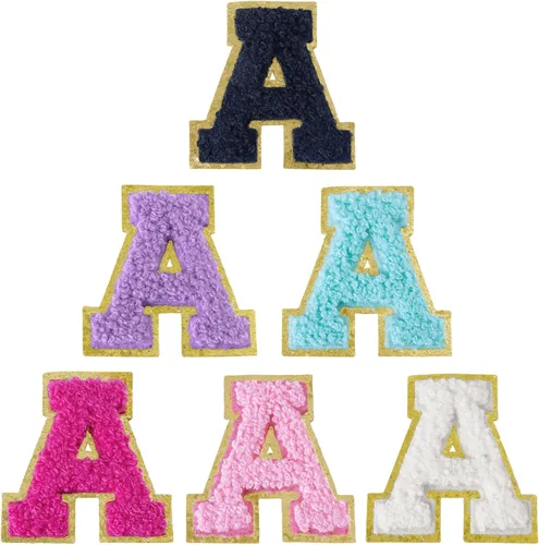 Vista 227 de 6 parches de letras de felpilla autoadhesivas de 2 pulgadas, parches de letras universitarias de la A a la Z, parche de reparación bordado
