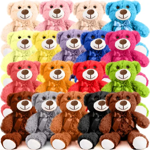 Vista 5 de Liliful 24 peluches de oso de 14 pulgadas, a granel, regalo de felpa suave para niños y niñas, regalo de cumpleaños, baby shower, boda, festival