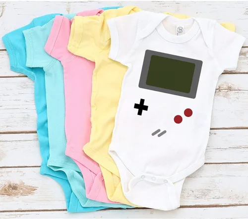 Vista 6 de Juego Boy Divertido Adorable Bebé Ducha Gamer Mono Mono
